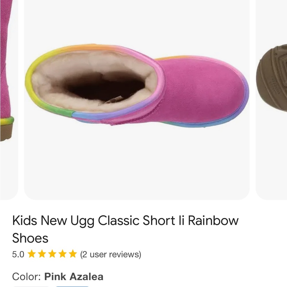 Brand new never worn kids pink rainbow UGG boots sz 3 (no box)